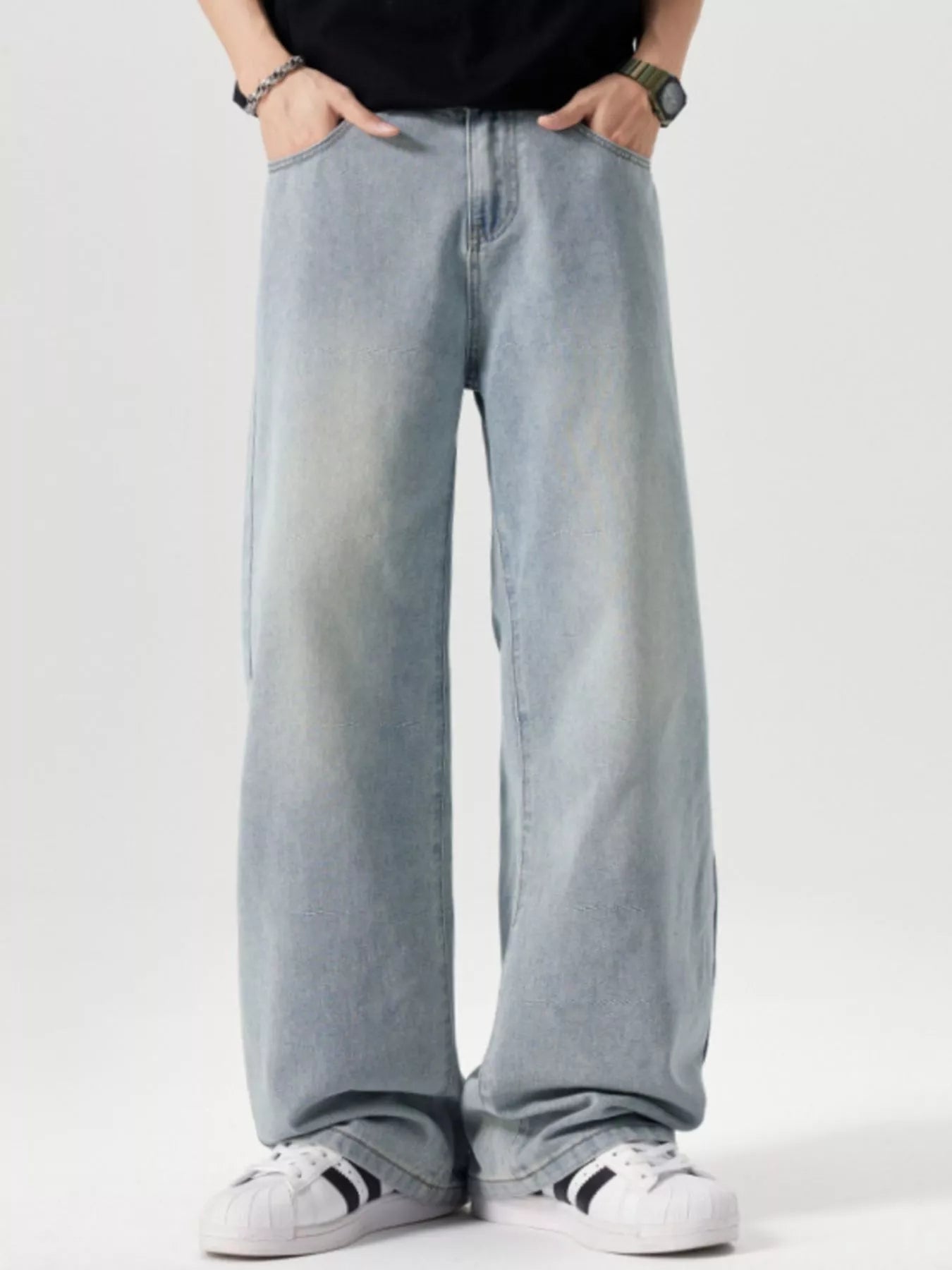 Men's Vintage Wash Wide Leg Jeans - Nikki and Co Boutique
