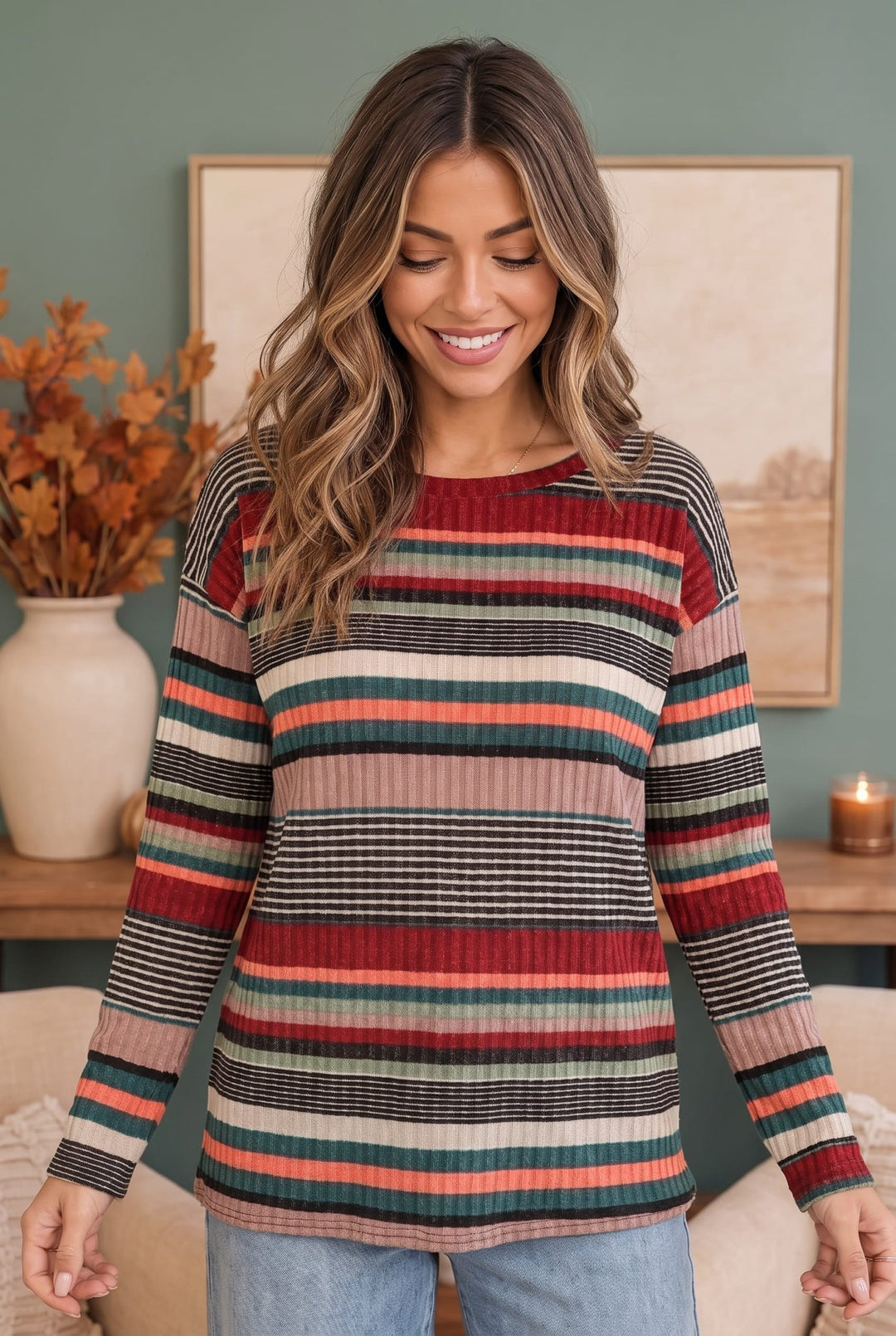 Keeping Busy Ribbed Long Sleeve Top - Nikki &amp; Co. Boutique