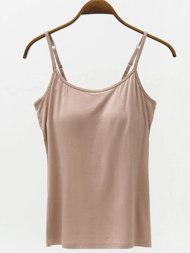 Full Size Adjustable Strap Modal Cami with Bra | Nikki &amp; Co. Boutique