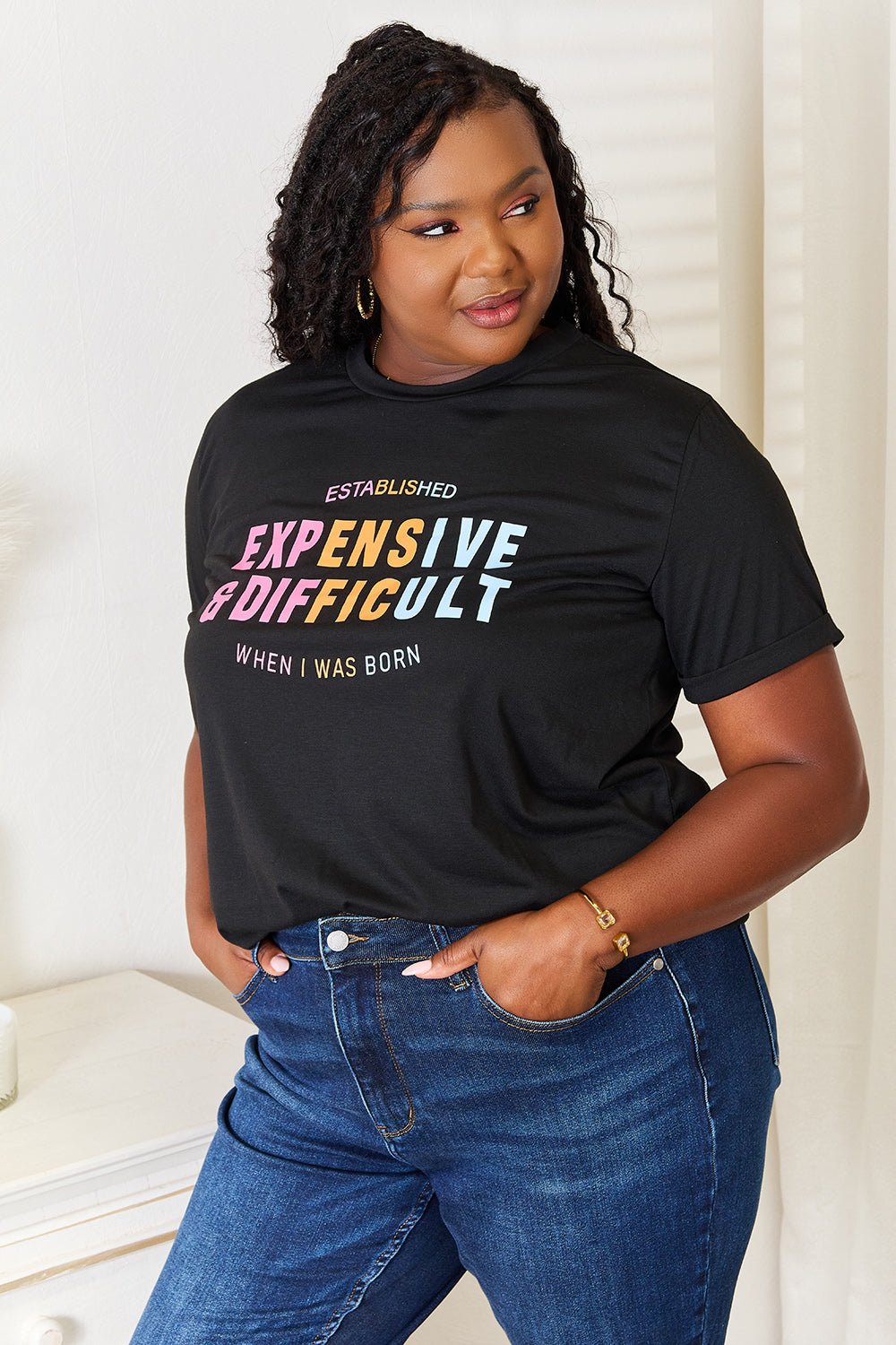 Simply Love Slogan Graphic Cuffed Sleeve T-Shirt | Nikki &amp; Co. Boutique