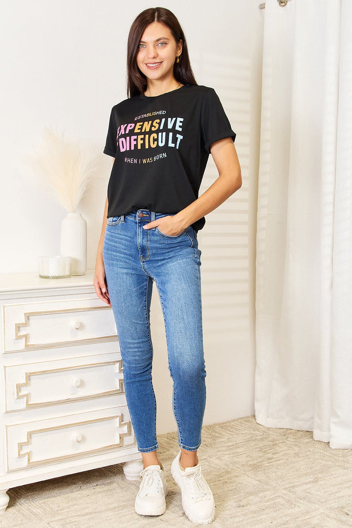 Simply Love Slogan Graphic Cuffed Sleeve T-Shirt | Nikki &amp; Co. Boutique