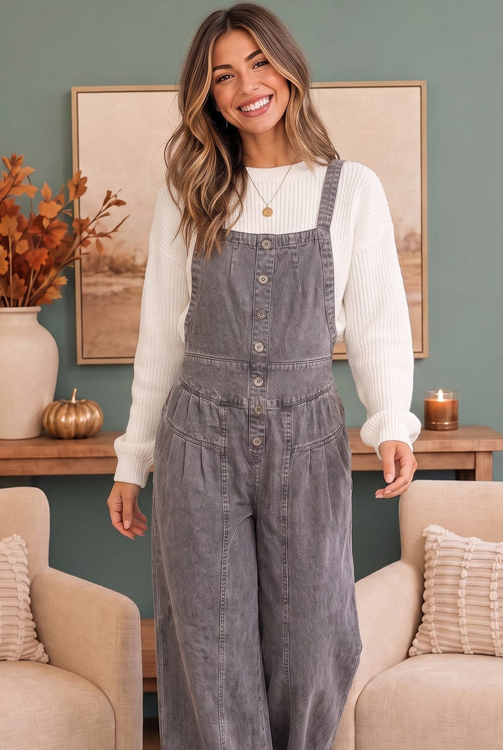 Just Darling Wide Leg Denim Overall - Nikki &amp; Co. Boutique