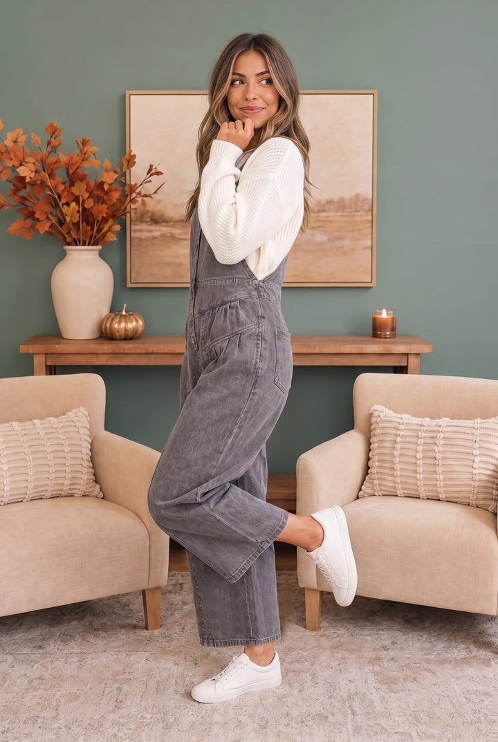 Just Darling Wide Leg Denim Overall - Nikki &amp; Co. Boutique