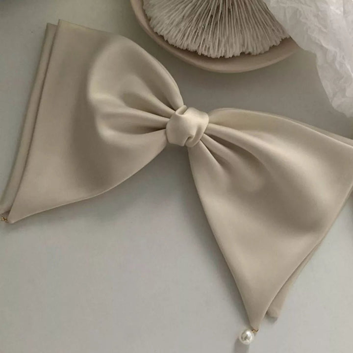 Satin Pearl Bow Hair Clip | Nikki &amp; Co. Boutique