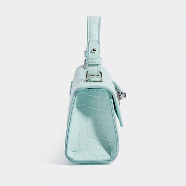 Crocodile Embossed Top Handle Crossbody Bag in Blue - Nikki &amp; Co. Boutique