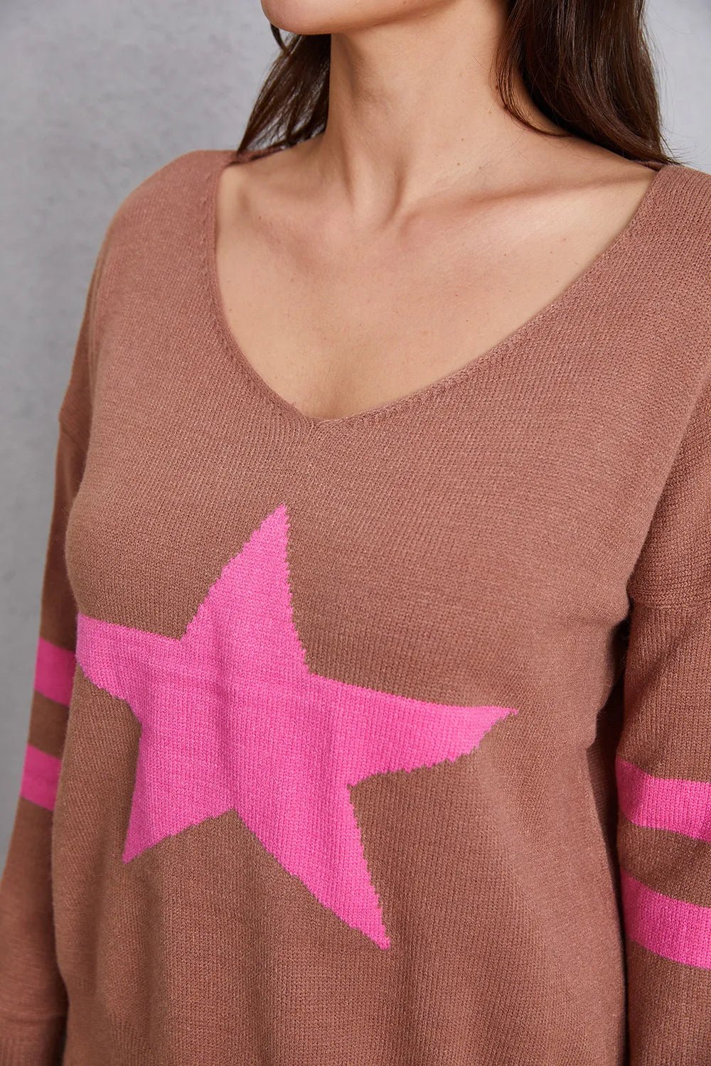 Star Scoop Neck Dropped Shoulder T-Shirt - Nikki and Co Boutique