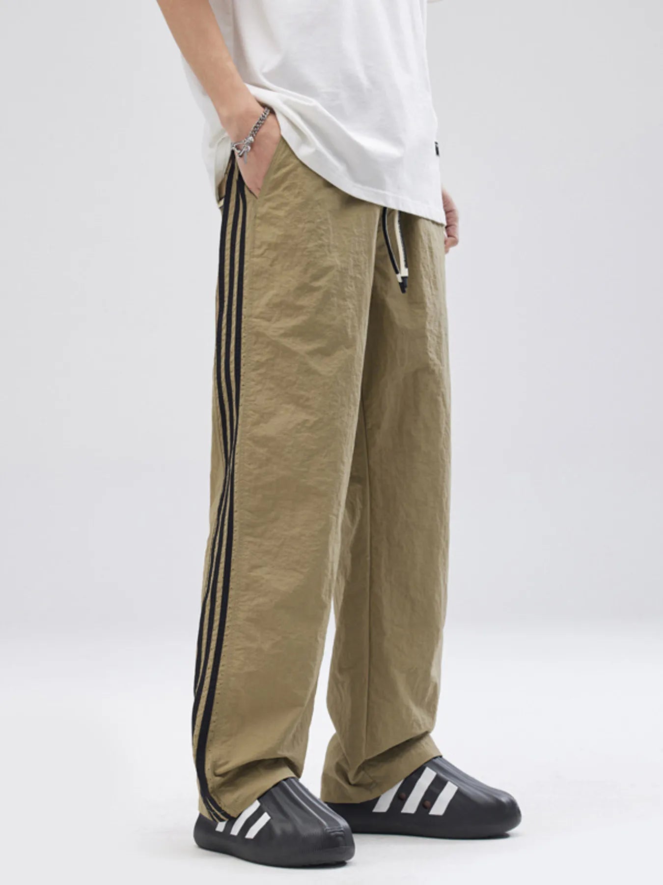 Men's Full Size Drawstring Wide Leg Pants with Side Striped Plus Size - Nikki and Co Boutique