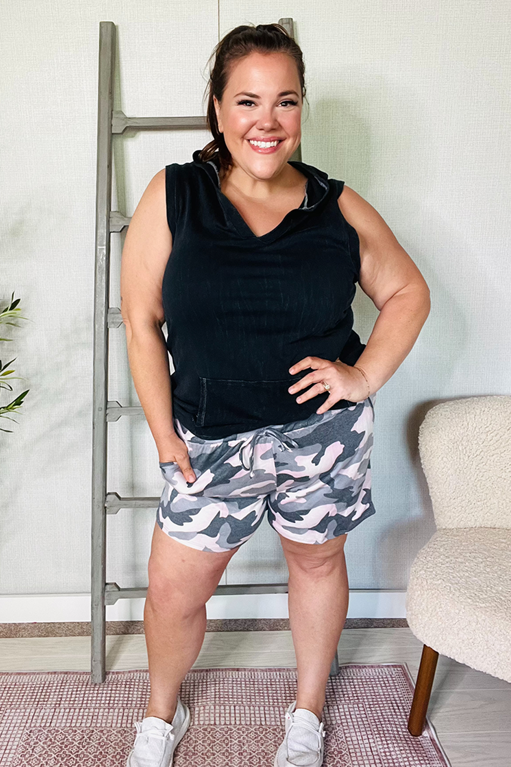 Be Bold Pink/Black Camo French Terry Pocket Shorts | Nikki &amp; Co. Boutique