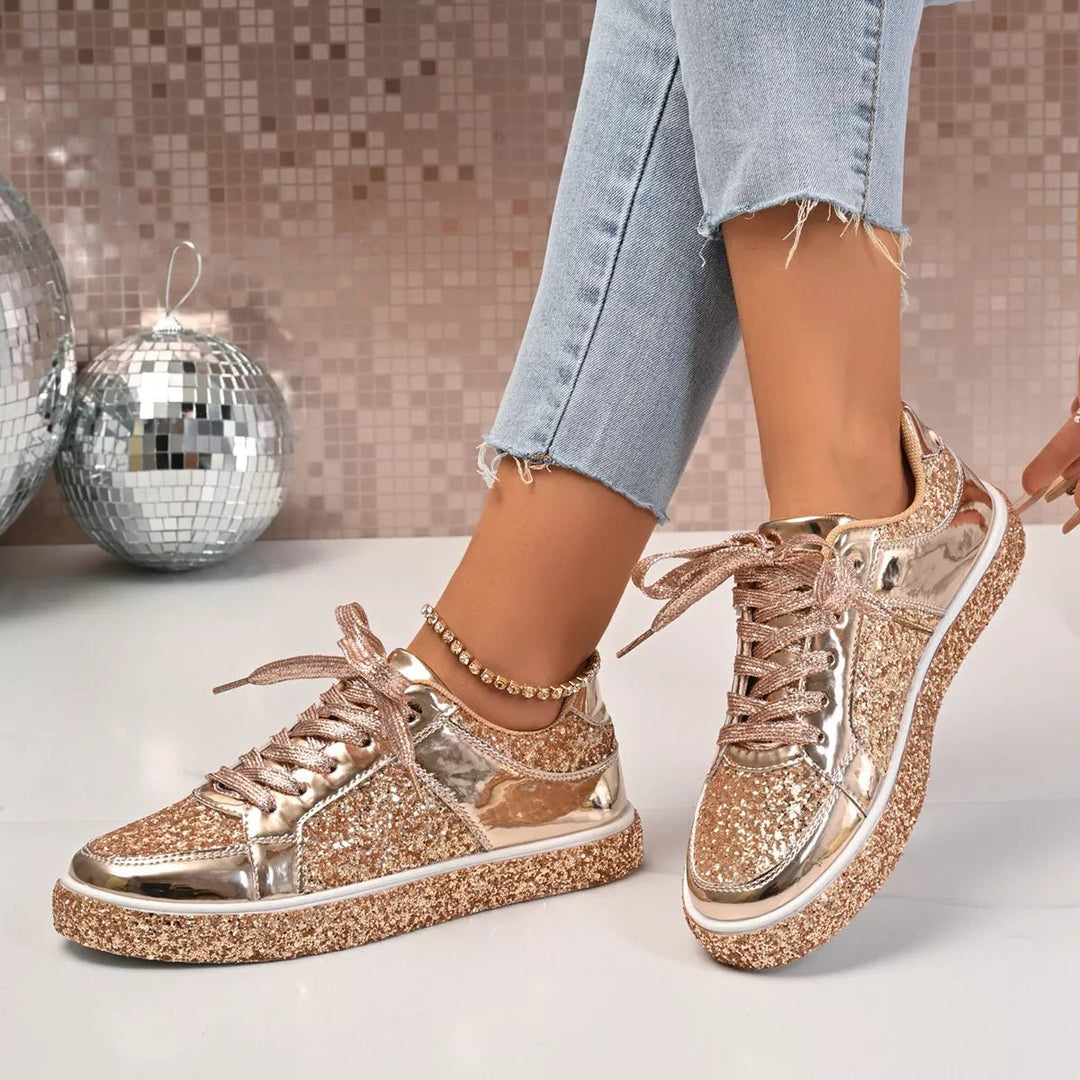 Sequin Lace Up Sneakers | Nikki & Co. Boutique