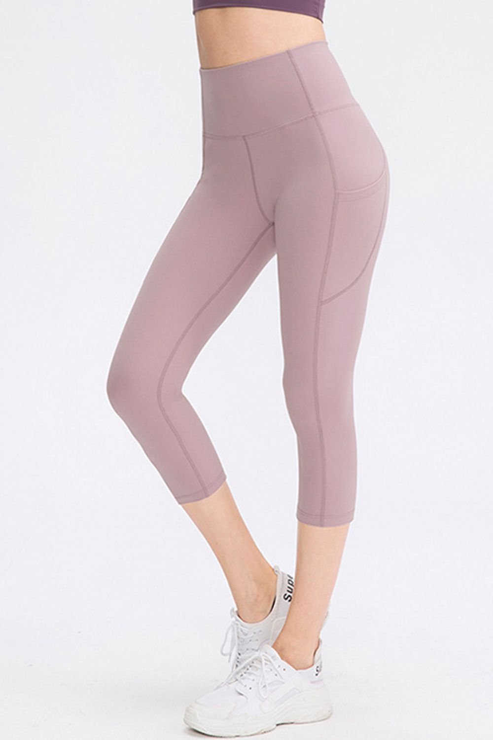Wide Waistband Cropped Active Leggings with Pockets - Nikki and Co Boutique