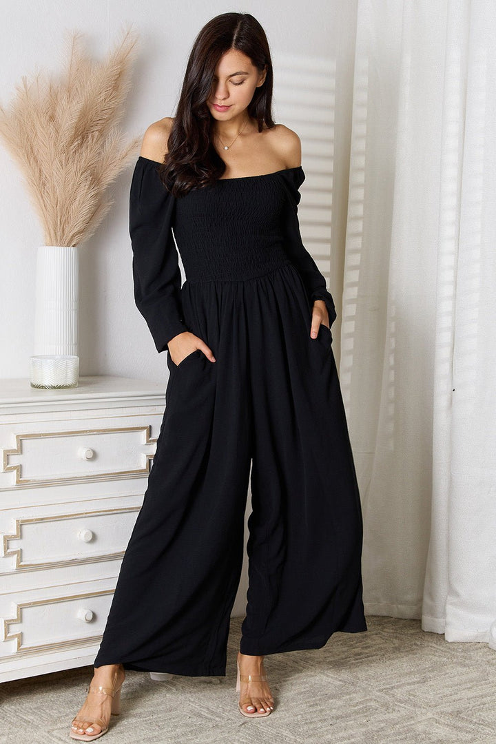 Double Take Square-Neck Jumpsuit with Pockets - Nikki &amp; Co. Boutique