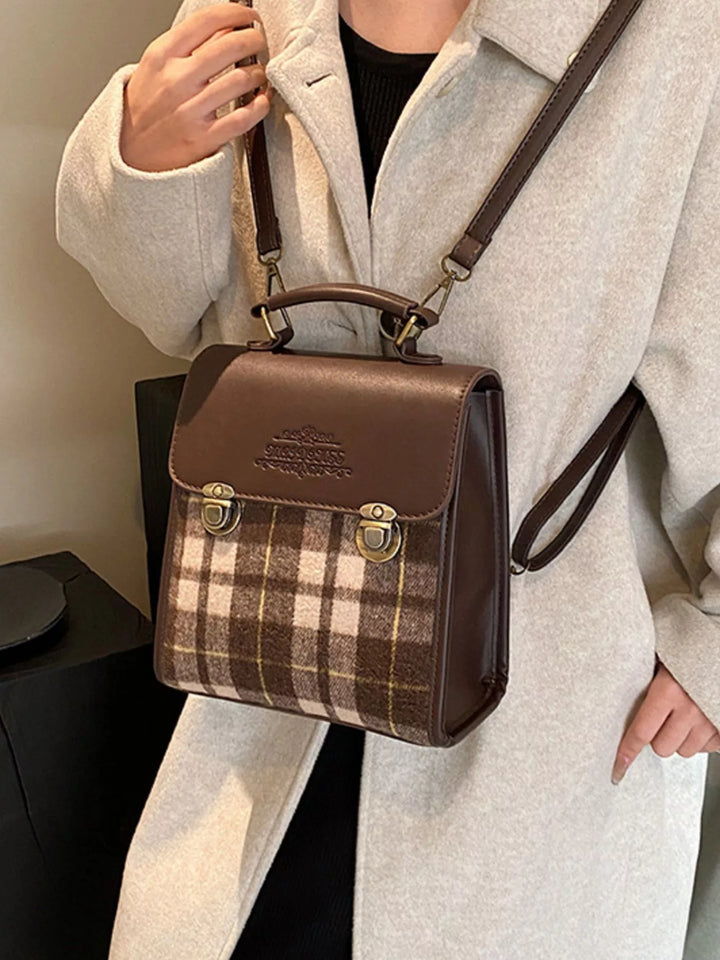 Vintage Plaid Flap Backpack Bag - Nikki &amp; Co. Boutique