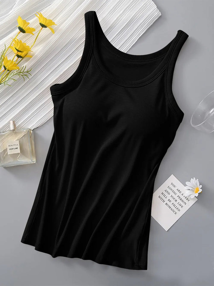 Round Neck Tank with Built - In Bra - Nikki &amp; Co. Boutique