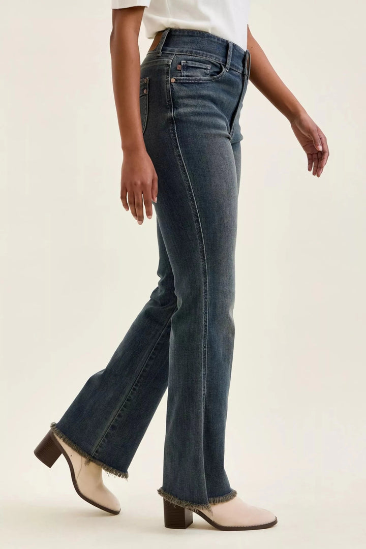 Judy Blue High Waist Double Button Frayed Hem Jeans - Nikki &amp; Co. Boutique