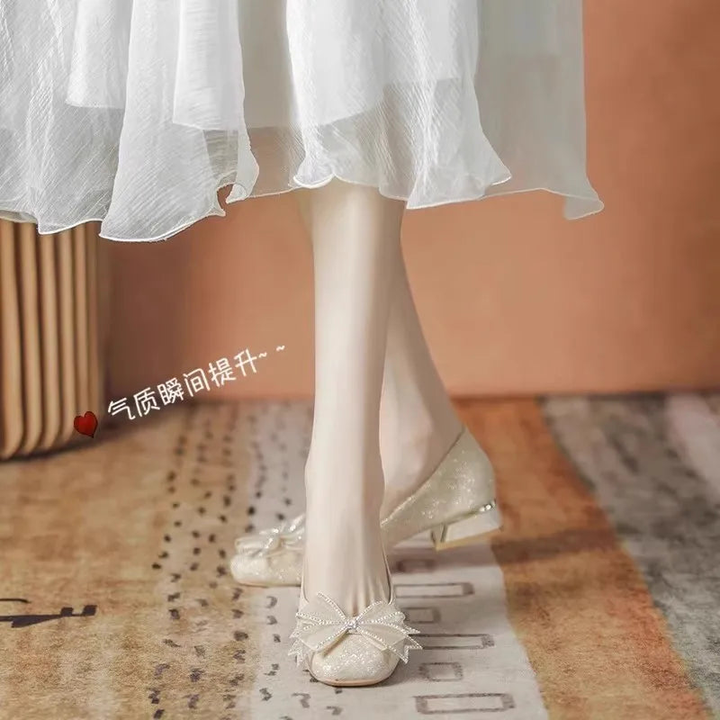 Women's New Style Fall Evening Soft Sole Low Top Wedding Shoes Daily Wearable Comfortable Polyurethane Sole Rubber Upper