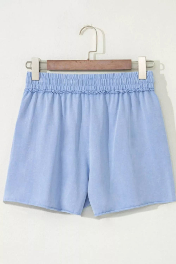 Star Drawstring Shorts in Light Blue - Nikki &amp; Co. Boutique