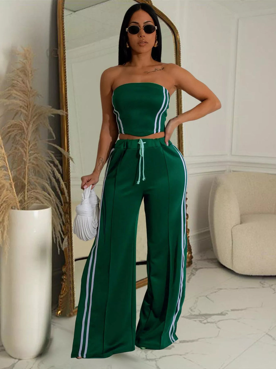 Sleeveless Tube Top and Wide Leg Pants Set - Nikki &amp; Co. Boutique