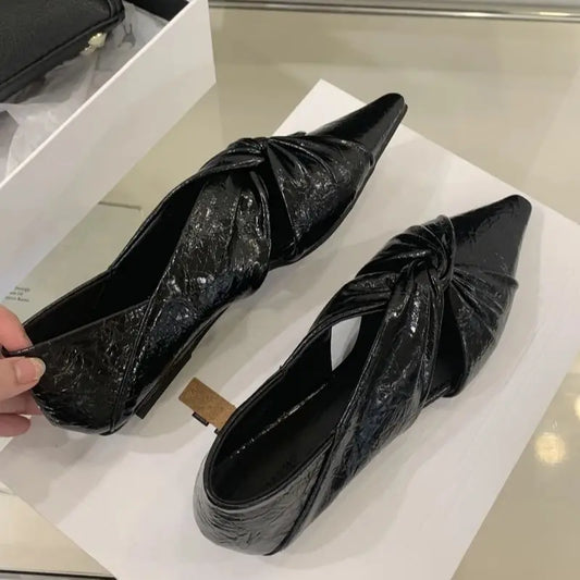 Gold Flats Woman Pointed Toe Shoes Fashion Cross Ladies Pumps Autumn Flat Shoes Chaussure Femmes