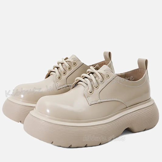 Lace-Up Pumps Sneaker Platform Thick Bottom Round Toe Solid Color Fashion Elegant Concise Sexy Women Shoes Newest Outdoor Party