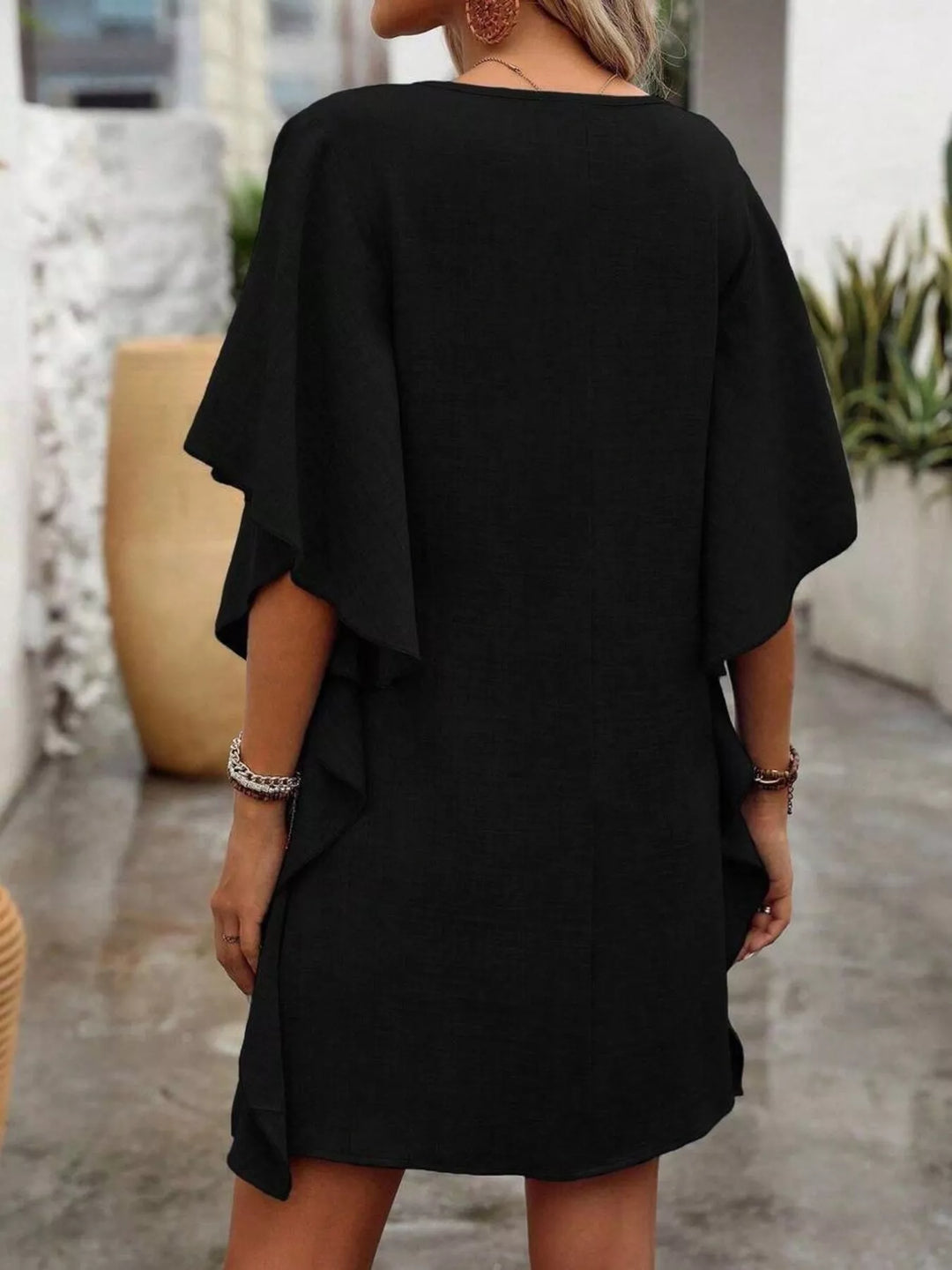Ruffled Flutter Sleeve V-Neck Mini Dress | Nikki &amp; Co. Boutique