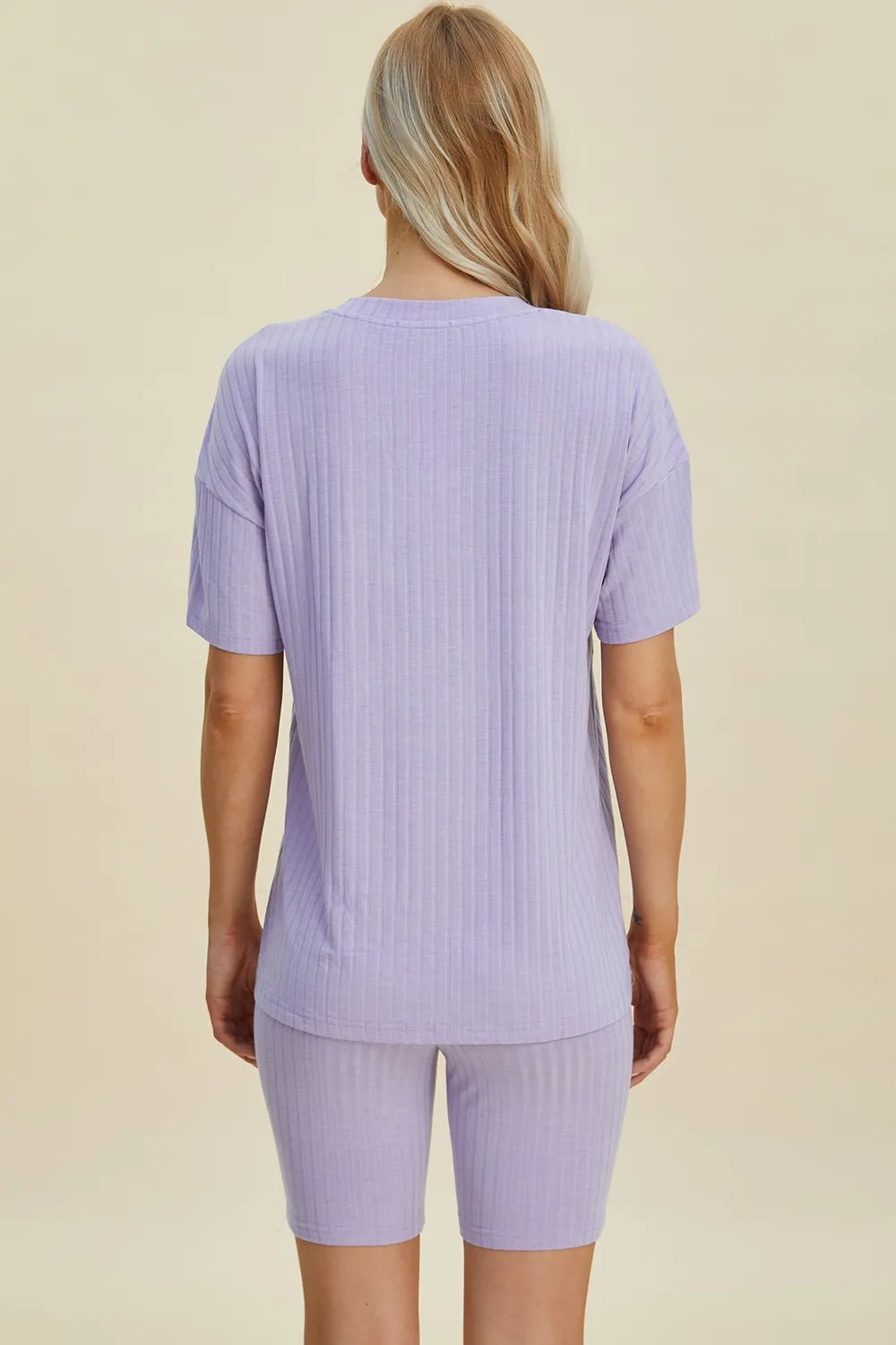 Basic Bae Full Size Ribbed V-Neck Shorts Sleeve Tops and Shorts Sets | Nikki &amp; Co. Boutique