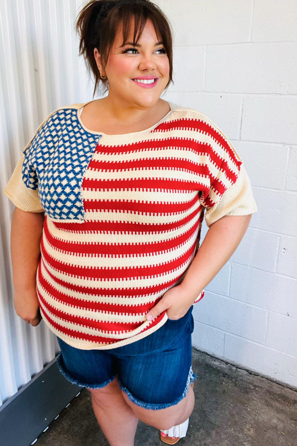 American Flag Jacquard Knit Sweater Top | Nikki &amp; Co. Boutique