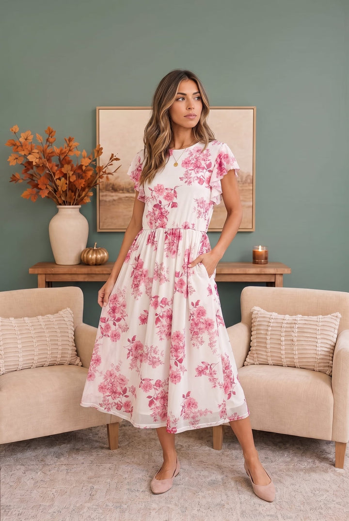 Daytime Romance Floral Midi Dress - Nikki &amp; Co. Boutique