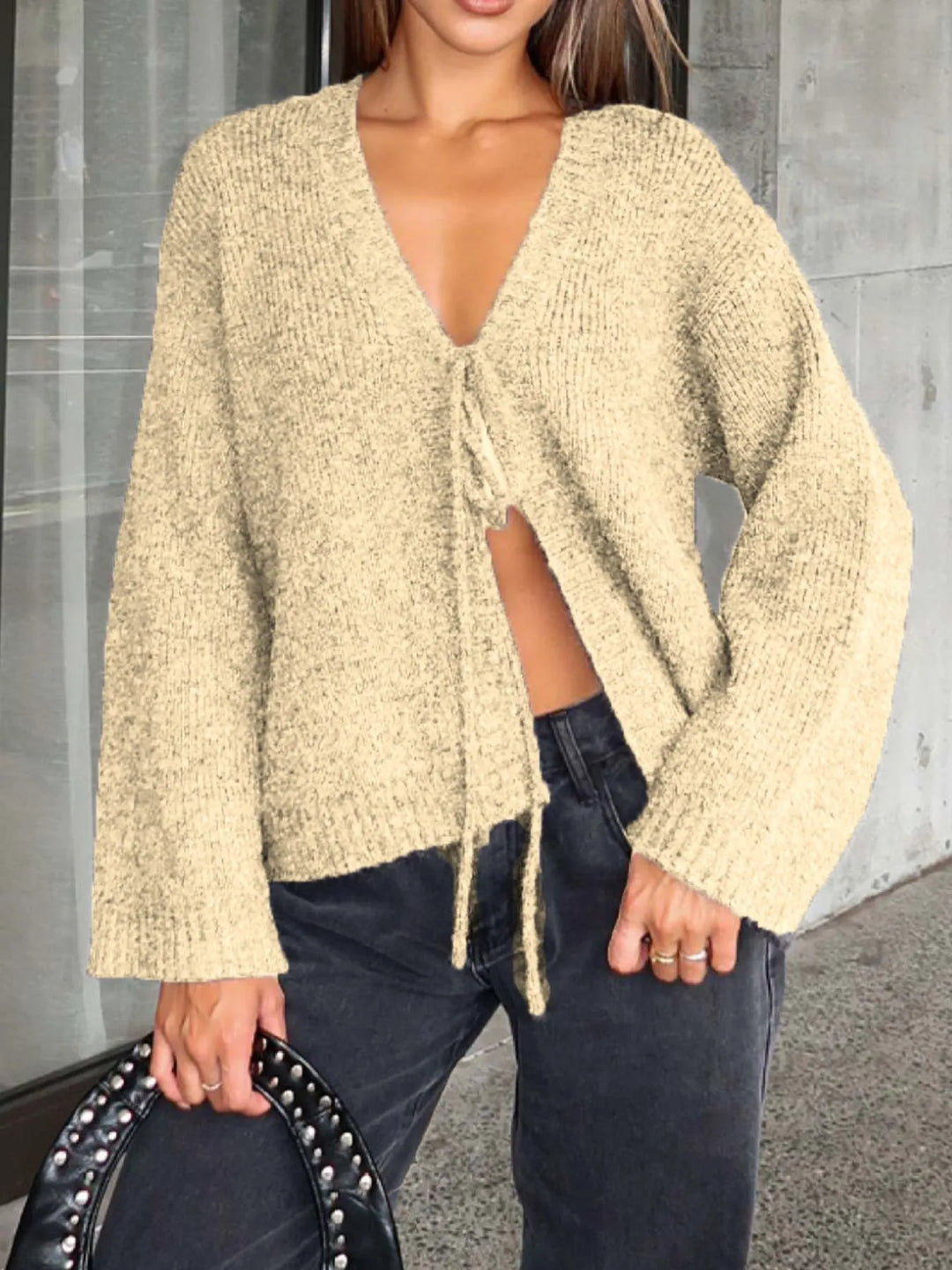 Open Front Tied Sweater Cardigan - Nikki &amp; Co. Boutique