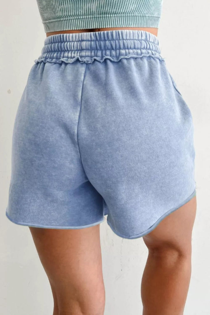 Star Drawstring Shorts in Light Blue - Nikki &amp; Co. Boutique