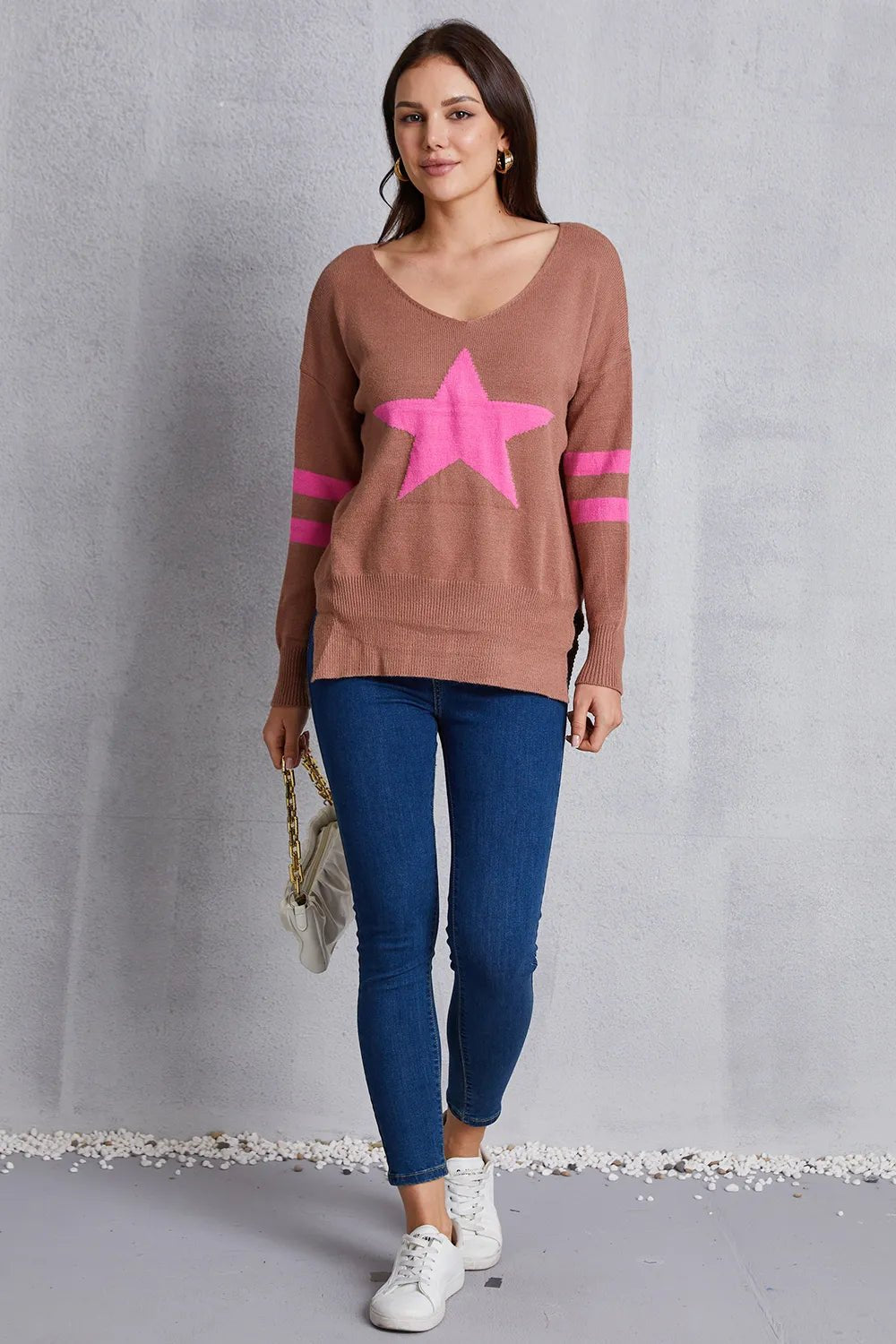 Star Scoop Neck Dropped Shoulder T-Shirt - Nikki and Co Boutique