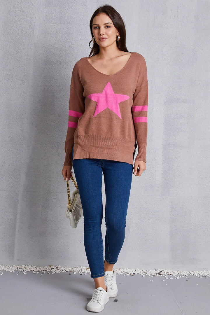 Star Scoop Neck Dropped Shoulder T-Shirt | Nikki &amp; Co. Boutique