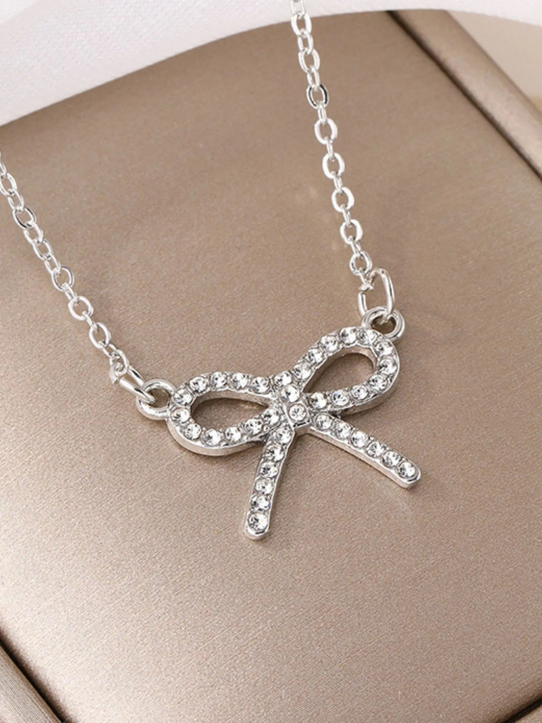 Zircon Bow Pendant Necklace - Nikki &amp; Co. Boutique