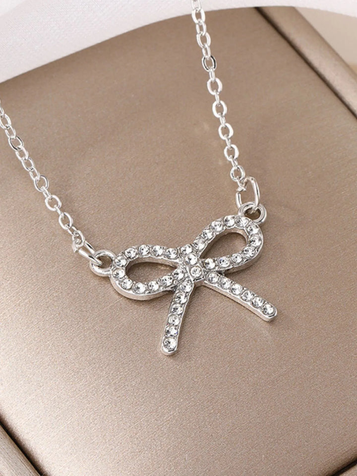 Zircon Bow Pendant Necklace - Nikki &amp; Co. Boutique