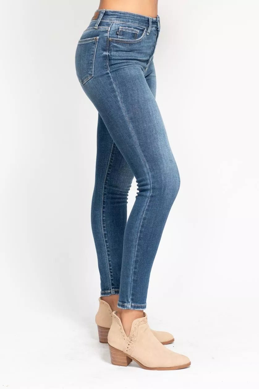 Judy Blue Full Size High Rise Button Fly Skinny Jeans Plus Size - Nikki &amp; Co. Boutique