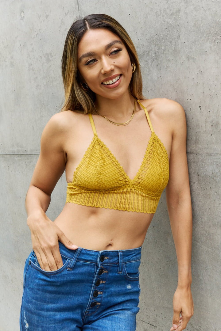 Leto Ribbed Lace Boho Racerback Bralette in Straw - Nikki &amp; Co. Boutique