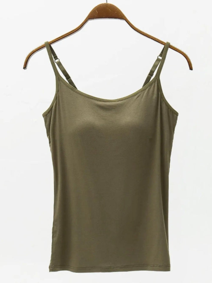 Full Size Adjustable Strap Modal Cami with Bra | Nikki &amp; Co. Boutique