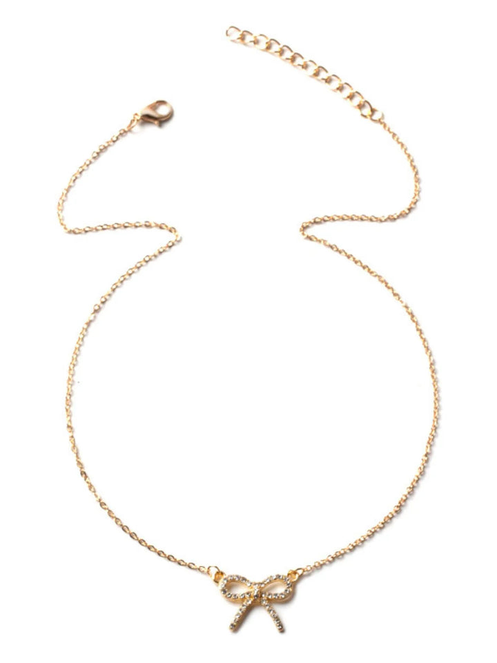 Zircon Bow Pendant Necklace - Nikki &amp; Co. Boutique