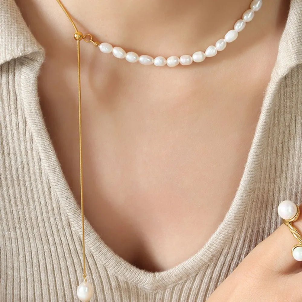 18K Gold - Plated Pearl Necklace - Nikki &amp; Co. Boutique