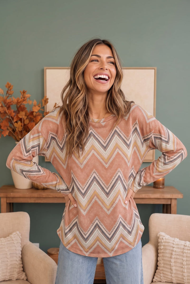 Chevron Dreams Long Sleeve Top - Nikki &amp; Co. Boutique