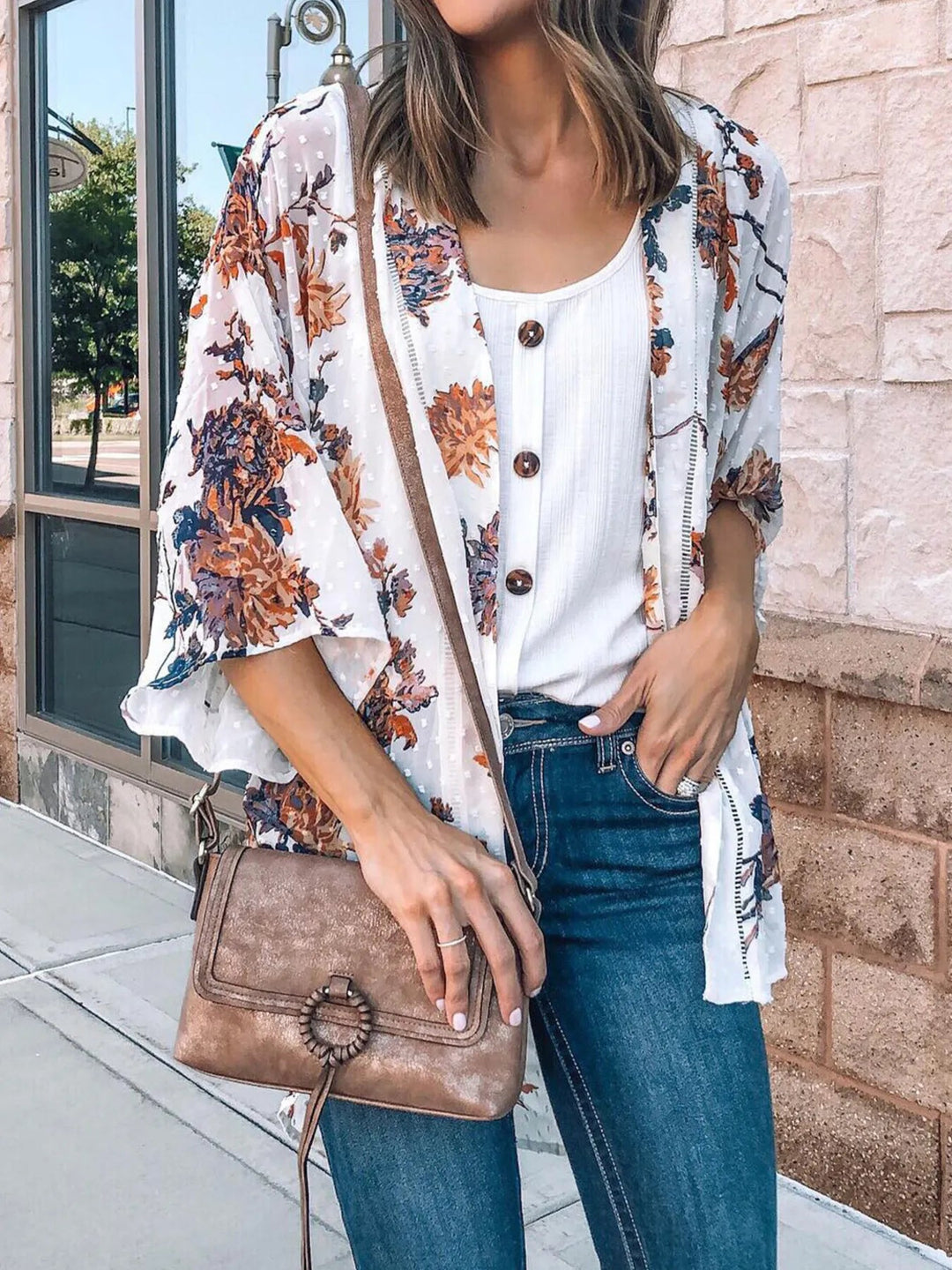 Floral Print Open Front Cover Up - Nikki &amp; Co. Boutique