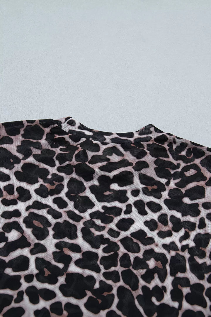 Leopard Print Sheer Mesh Short Sleeve Top - Nikki &amp; Co. Boutique