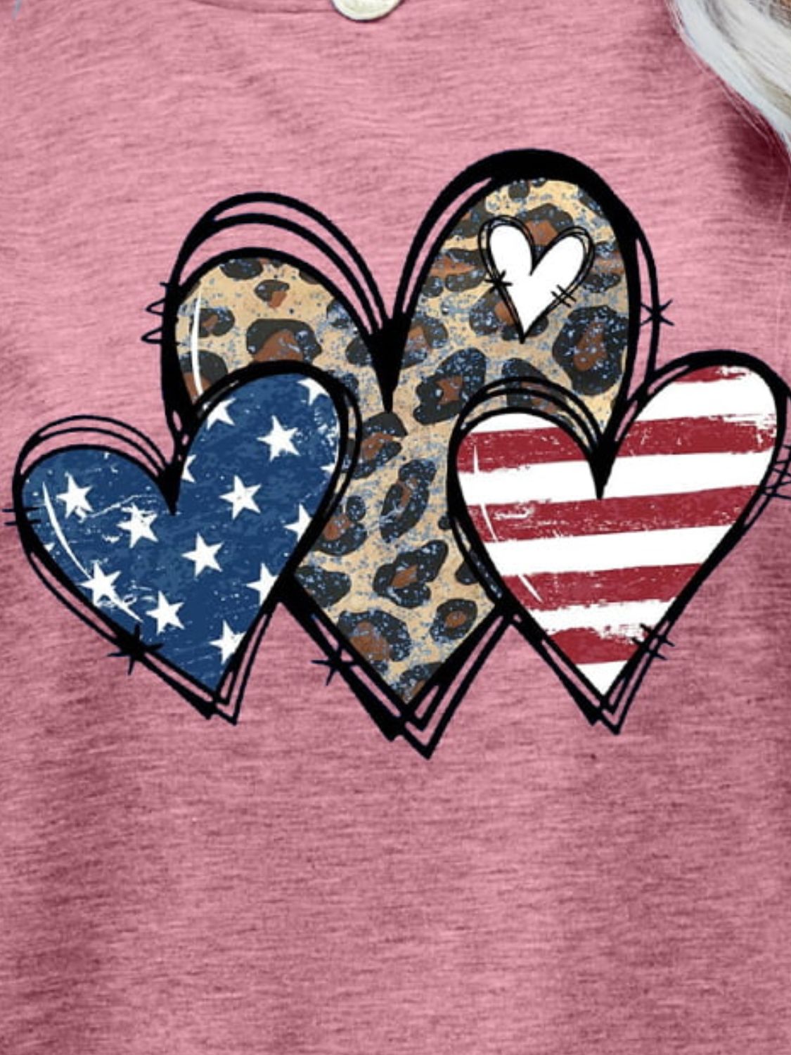 US Flag Leopard Heart Graphic Tee - Nikki and Co Boutique