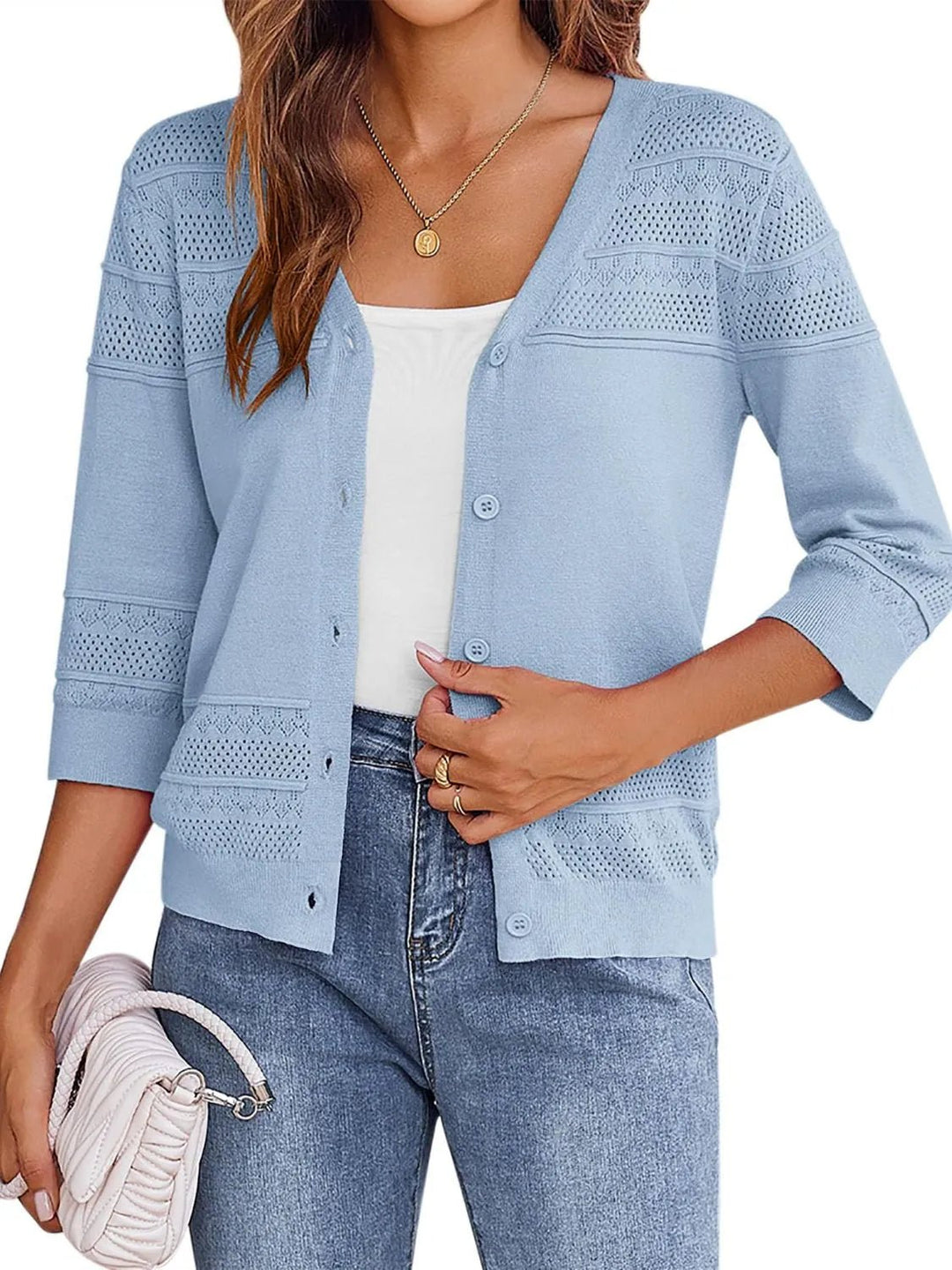 Button Up 3/4 Sleeve Cardigan - Nikki &amp; Co. Boutique