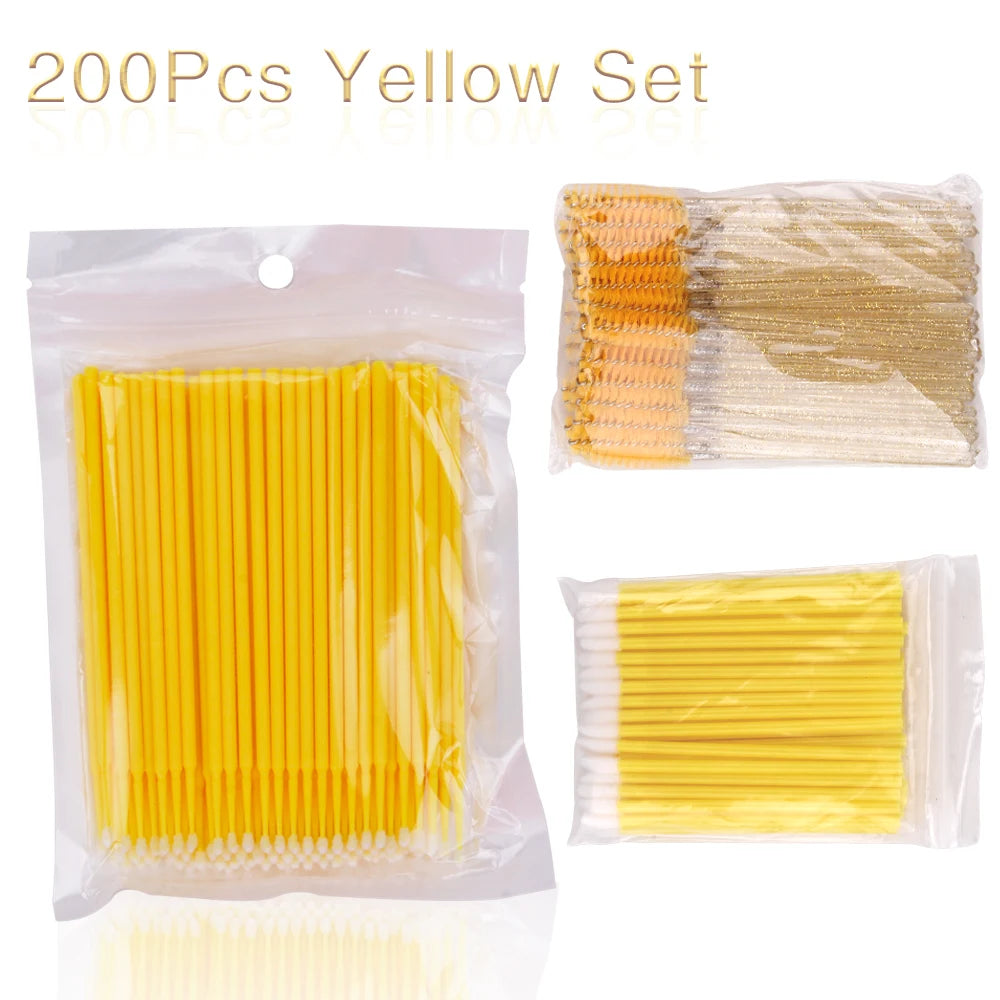 200 pcs Disposable Brushes Set, Mascara Wands, Lip Brushes, Micro brush Applicator Swab for Eyelash Extension, Eyebrow Makeup Tools