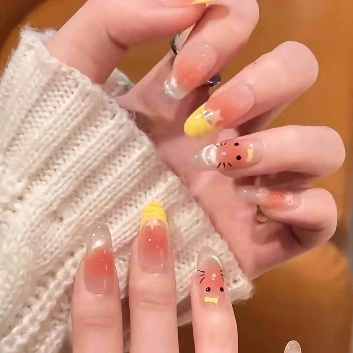 10 PCS Handmade Wearable Nails Kit with Adhesive, Removable False Nails, Nail Decor Art