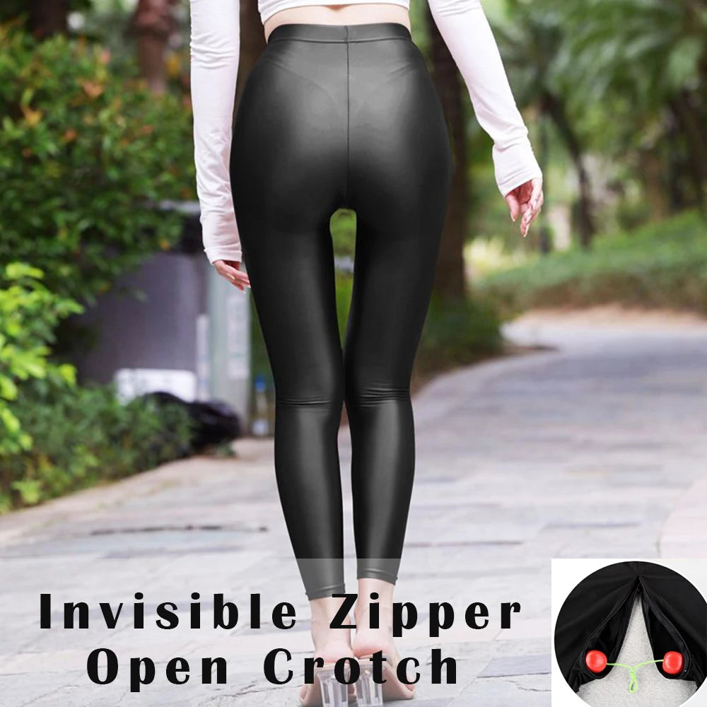 Glossy See Through Women Yoga Leggings Plus Size High Waist Leggings Workout Pants for Gym Tight Bottoms