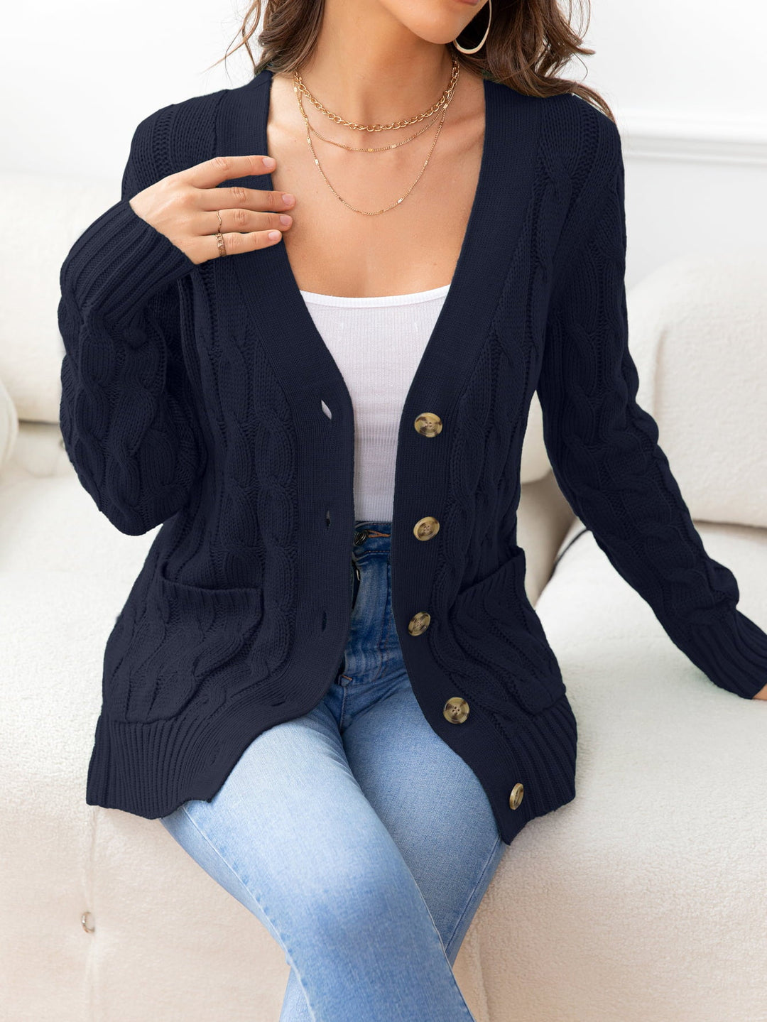 Button Down Cable-Knit Cardigan | Nikki &amp; Co. Boutique