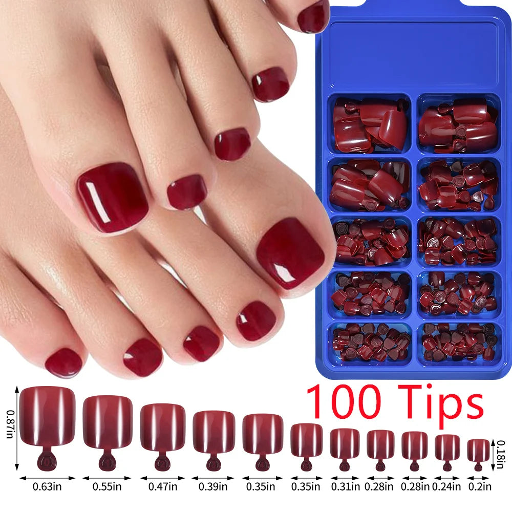 1 Pack Toenail Tips - Short French Tip Press On Toenails 100/120Pcs Pink Soft Gel Tips