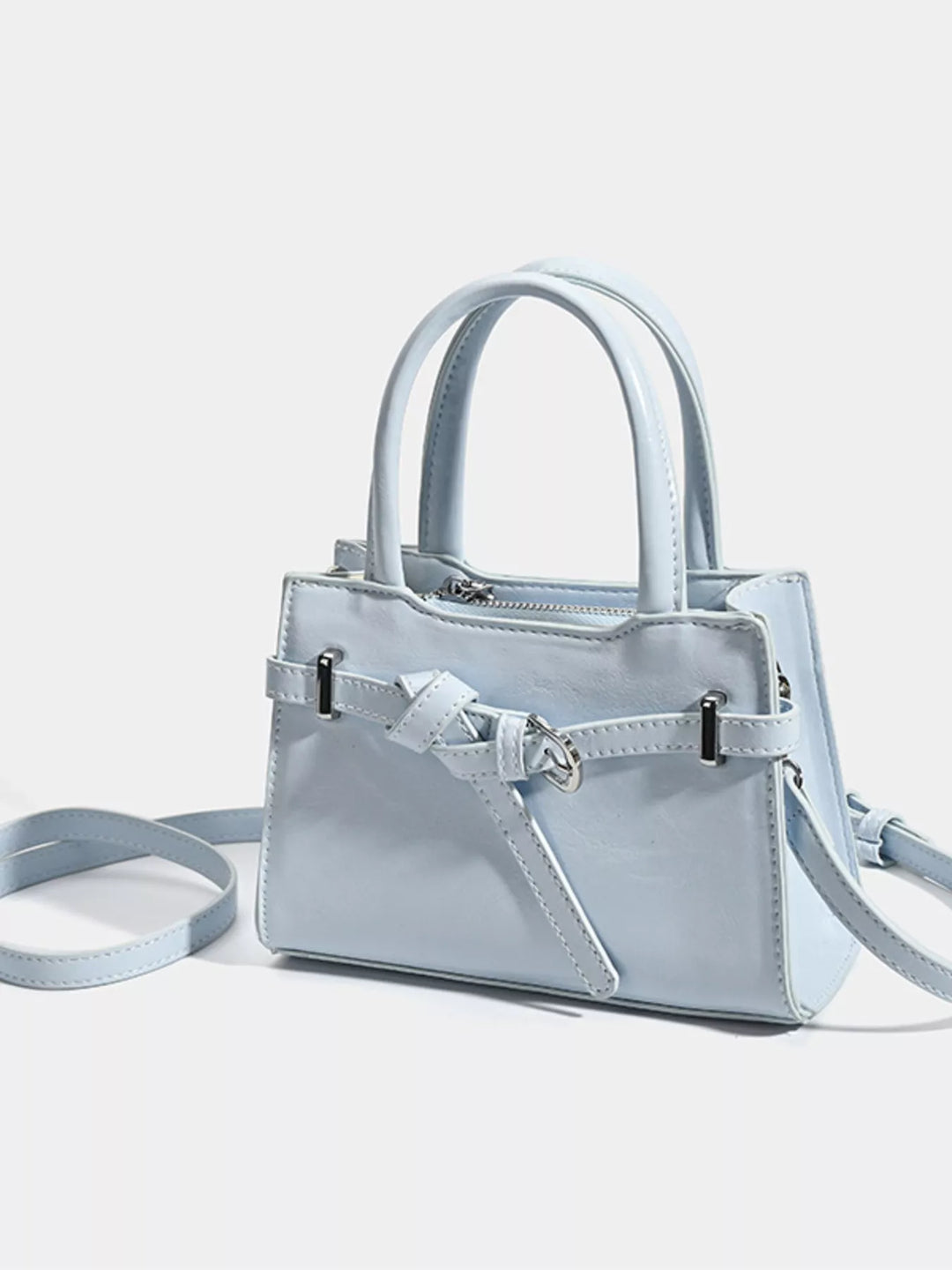 Buckle Decor Top Handle Handbag in Blue - Nikki &amp; Co. Boutique