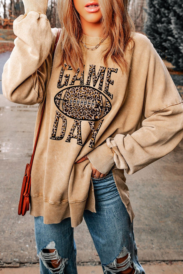 Game Day Leopard Football Graphic Oversized Sweatshirt - Nikki &amp; Co. Boutique